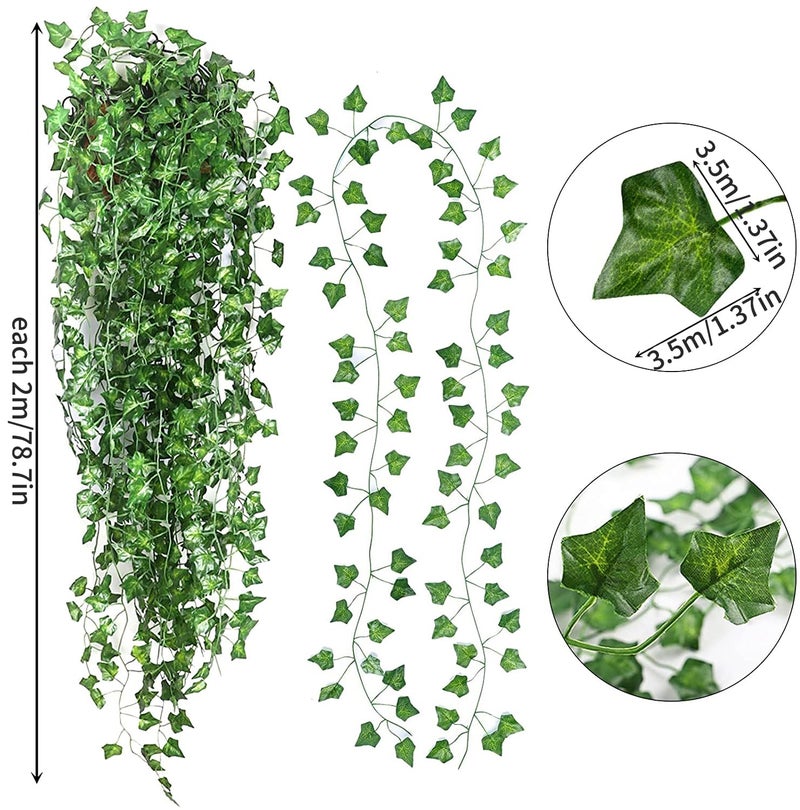 JPSOR 24pcs Fake Leaves Artificial Ivy Garland Greenery Vines for Bedroom Decor Aesthetic Silk Ivy Vines for Room Wall Home Decoration - Image 2